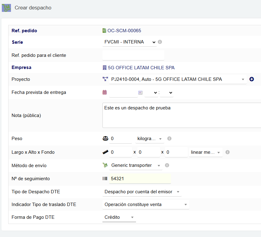 Despachos y rebaja de stock