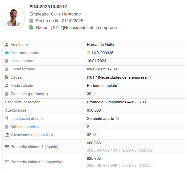 Finiquito y recontratación