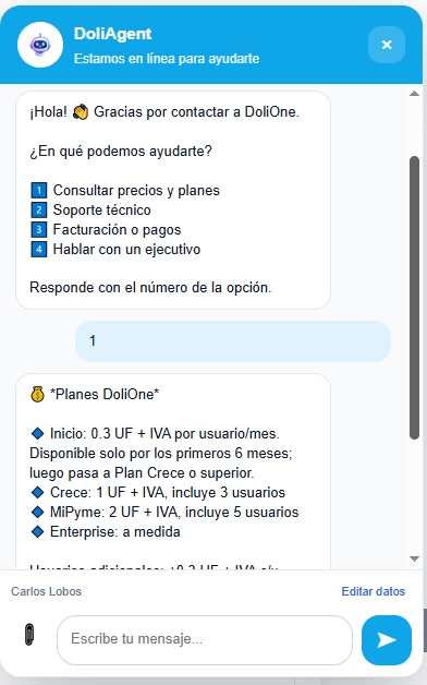 WebChat integrado con DoliAgent