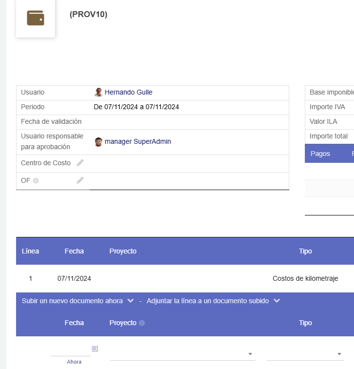 Creación de informes de gastos