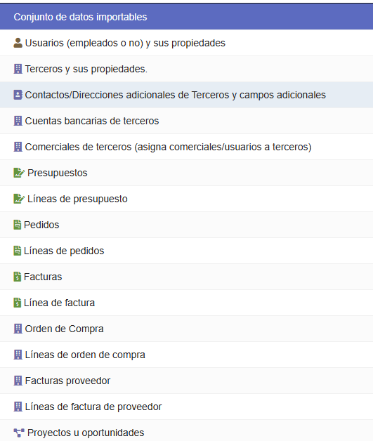 Importación Dolibarr