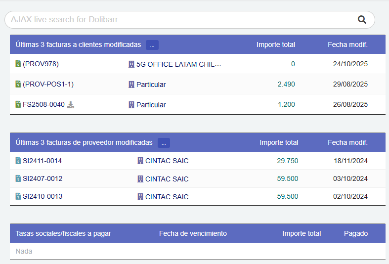 Facturas de cliente y proveedor