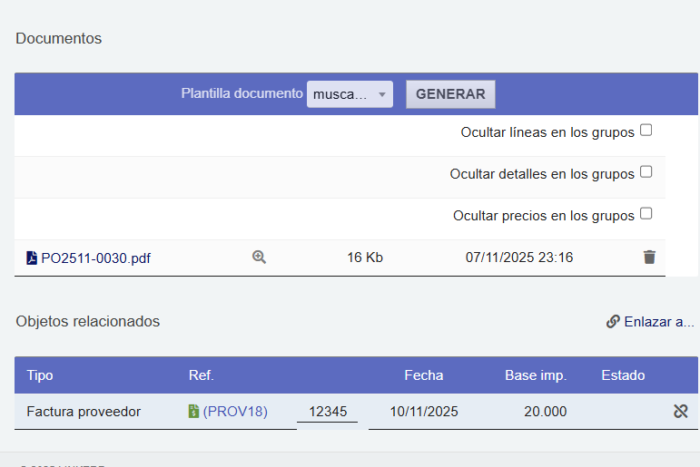 Facturas de compra Dolibarr