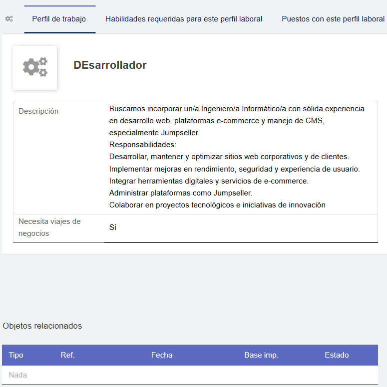 Gestión de empleos Dolibarr