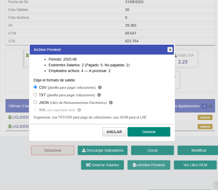 LER y archivo Previred