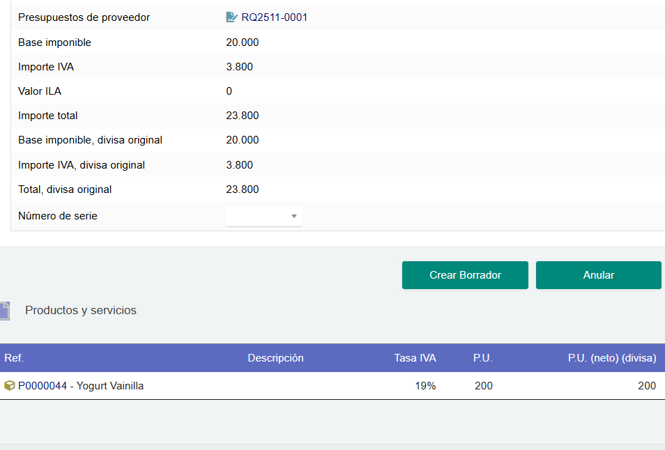 Integración con pedidos de proveedor