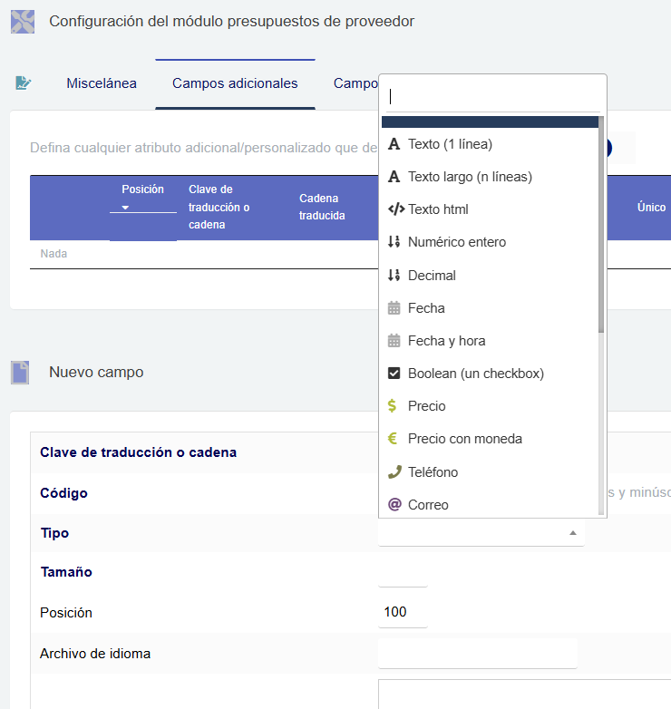 Personalización de presupuestos